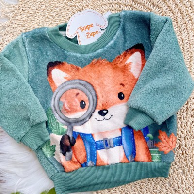 Conj. Casaco Raposa Aventureira e Calça de Pelinho - Verde